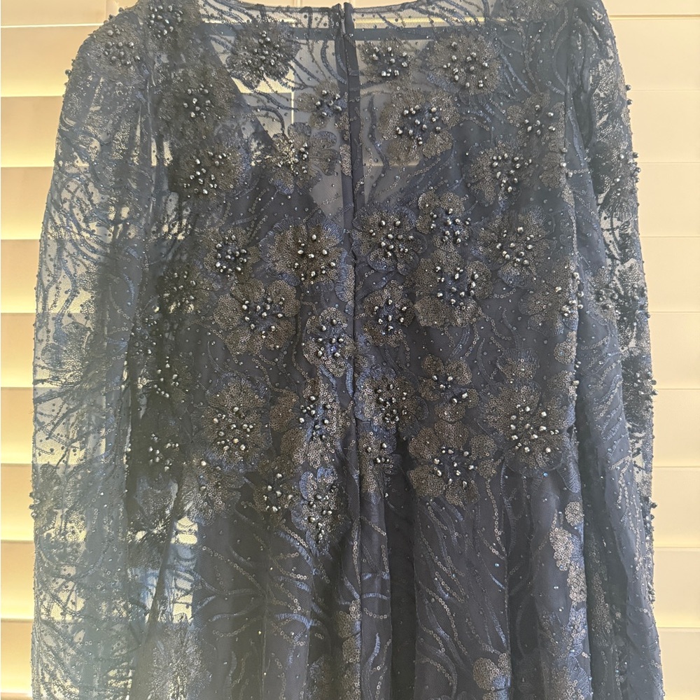 Elegant Navy Lace Dress - Picture 7 of 9
